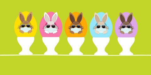 5 Osterhasen Maske Sonnenbrille In Ei Eierbecher Vorn Grün