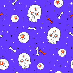 seamless pattern with halloween monsters