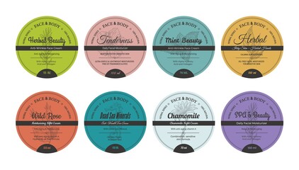 Cosmetic cream sticker, beauty product label set
