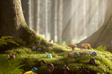 Easter Eggs in the Forest - 487369912