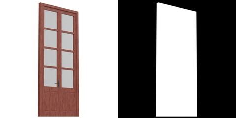 3D rendering illustration of a tall double door