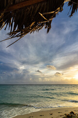 Beautiful sunrise on the ocean shore in the morning