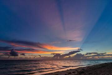 Beautiful sunrise on the ocean shore in the morning
