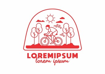 illustration badge of riding bicycle