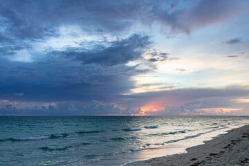 Beautiful sunrise on the ocean shore in the morning