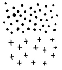 A set of dots and crosses in the doodle style