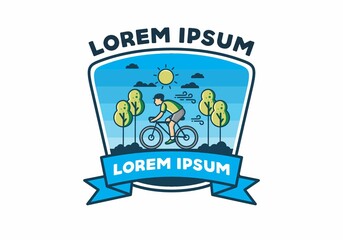 illustration badge of riding bicycle