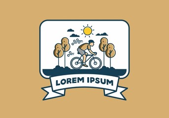 illustration badge of riding bicycle
