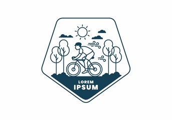 illustration badge of riding bicycle