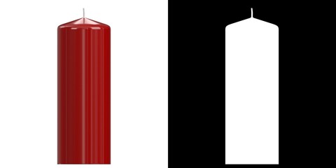 3D rendering illustration of a tall red pillar candle