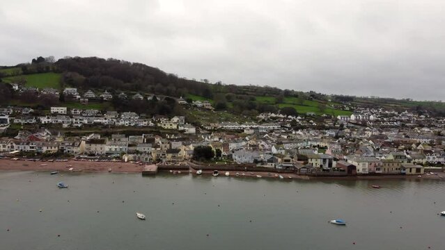 Sheldon village near Teignmouth Devon england uk aerial drone 