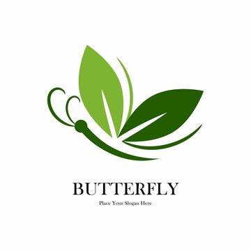 Butterfly leaf vector logo design.