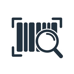 barcode search icon.  barcode scanner symbol isolated on a white background.