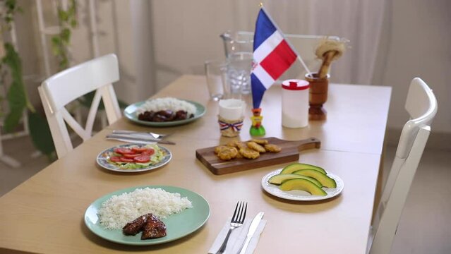 Dominican Typical Table Food Dominican Flag