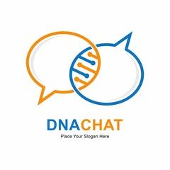 DNA chat vector logo template. Suitable for business, web, art, social, health, chromosome, science and gene cell symbol