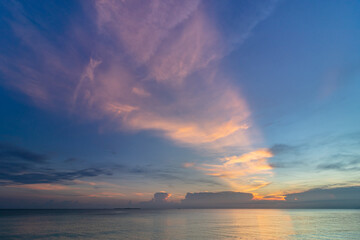 Beautiful sunrise on the ocean shore in the morning