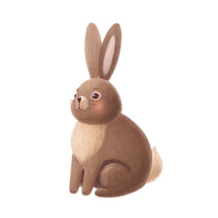 Cute bunny isolated on white background, Easter, hand drawing, illustration - 487372767