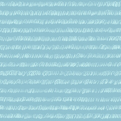 Blue seamless wave pattern, line scribble background, illustration - 487372772