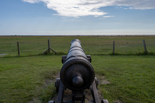 A cannon in a moor landscape. Picture from the Baltic Sea island of Oland