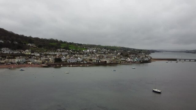 Sheldon village near Teignmouth Devon england uk aerial drone 