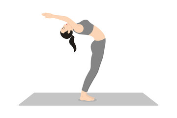 Raised Arms Pose, Raised Hands Pose, Hand Raising Pose, Sky Reaching Pose. Beautiful girl practice Hasta Uttanasana. Young attractive woman practicing yoga exercise. working out, black wearing sport