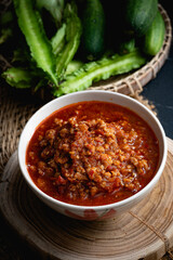 Nam Prik Ong Northern Spicy chili paste and traditional Thai food.