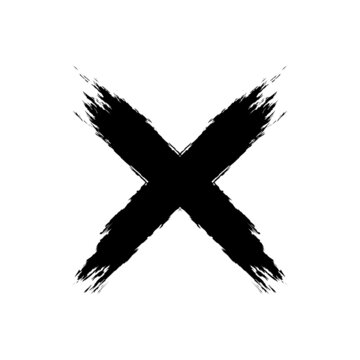 Grunge letter X Hand drawn X mark vector template. Brush X vector. wrong, not true, rijected