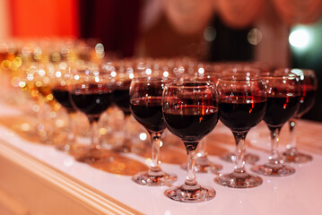 welcome buffet with alcohol and snacks