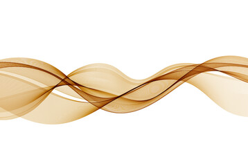 Abstract vector wave lines of gold color, flowing wave on a white background.