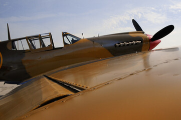 Side and front view of old Hurricane aircraft