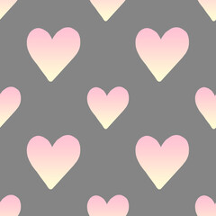 pink yellow gradient hearts on gray background seamless pattern suitable for fashion textiles and graphics.