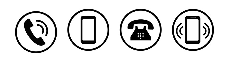Phone icon vector. Set of flat Phone and mobile phone symbol collection - obrazy, fototapety, plakaty
