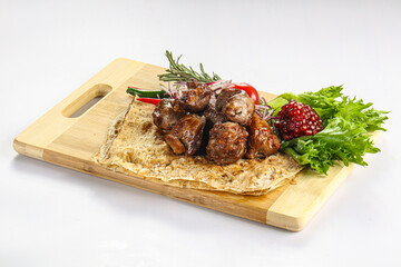 Grilled beef kebab barbeque shashlik