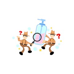 america cowboy and soap sanitizer hygene cartoon flat design illustration