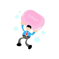 businessman and soap sanitizer hygene cartoon flat design illustration
