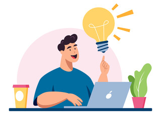 Having an idea flat vector illustration a good idea
