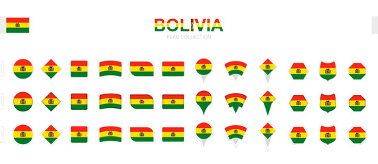 Large collection of Bolivia flags of various shapes and effects.