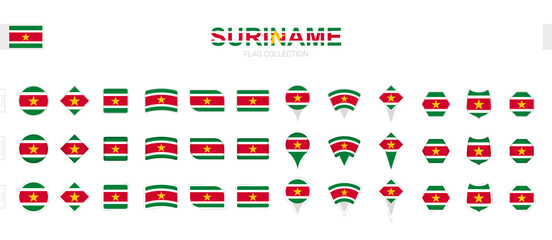 Large collection of Suriname flags of various shapes and effects.