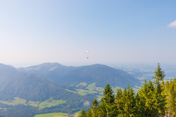 Paraglider over mountains near Ruhpolding