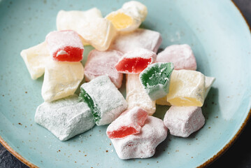 Loukoumi - sweet Greek jelly cubes with rose, lemon and bergamot flavors