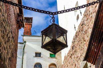 Old style lamp in Vyborg Castle, Russia