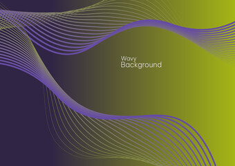 Vector abstract green and violet wavy background