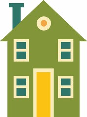 Vector Illustration retro-styled house in Flat Style. Colorful old city house in european style.