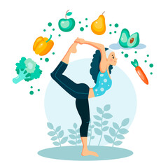 Fototapeta premium Attractive young woman practicing yoga. Vegan lifestyle
