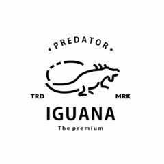 vintage retro hipster iguana logo vector outline monoline art icon - obrazy, fototapety, plakaty