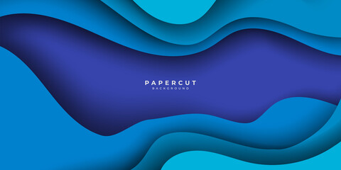 Abstract stylish blue origami  papercut background design