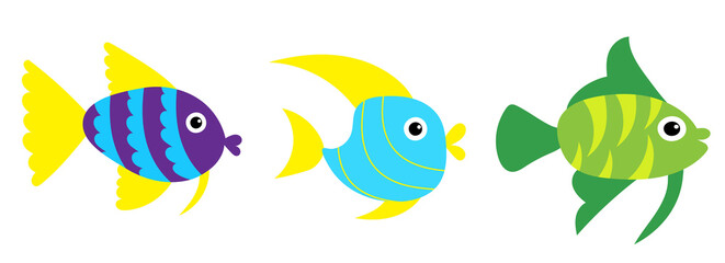Naklejka premium fish swim flat design, isolated vector