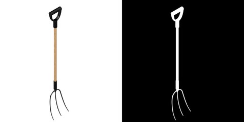 3D rendering illustration of a three tined pitchfork