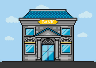 Illustration Vector graphic of Bank Building Illustration perfect for vector background cover book, cover magazine, etc