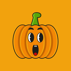 Vector Illustration of Orange Pumpkin, Pumpkin Cartoon Character, good for icon, stiker, poster design, etc